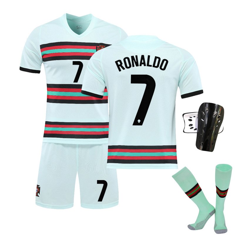Ronaldo 7 Portugal Bortedrakt EM 2020 Hvit Kortermet + Korte bukser