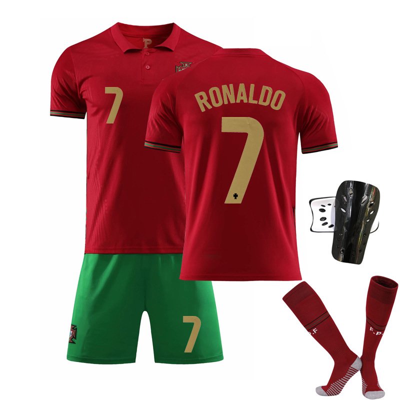 Ronaldo 7 Portugal Hjemmedrakt EM 2020 Rød Kortermet + Korte bukser
