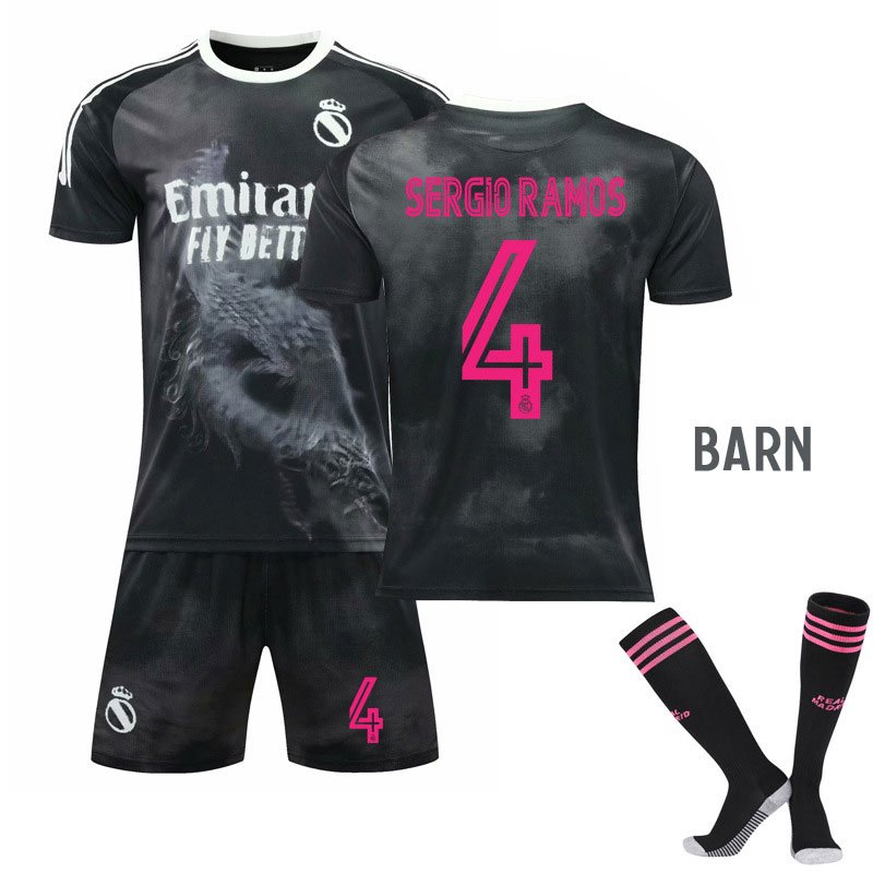 Sergio Ramos 4 Human Race x Real Madrid 2020/21 Fotballdrakter Barn Kortermet + Korte bukser
