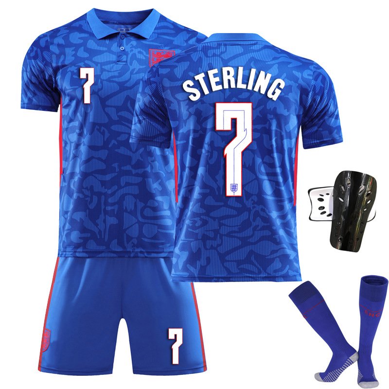 Sterling 7 England Bortedrakt Blå EURO 2020 Kortermet + Korte bukser