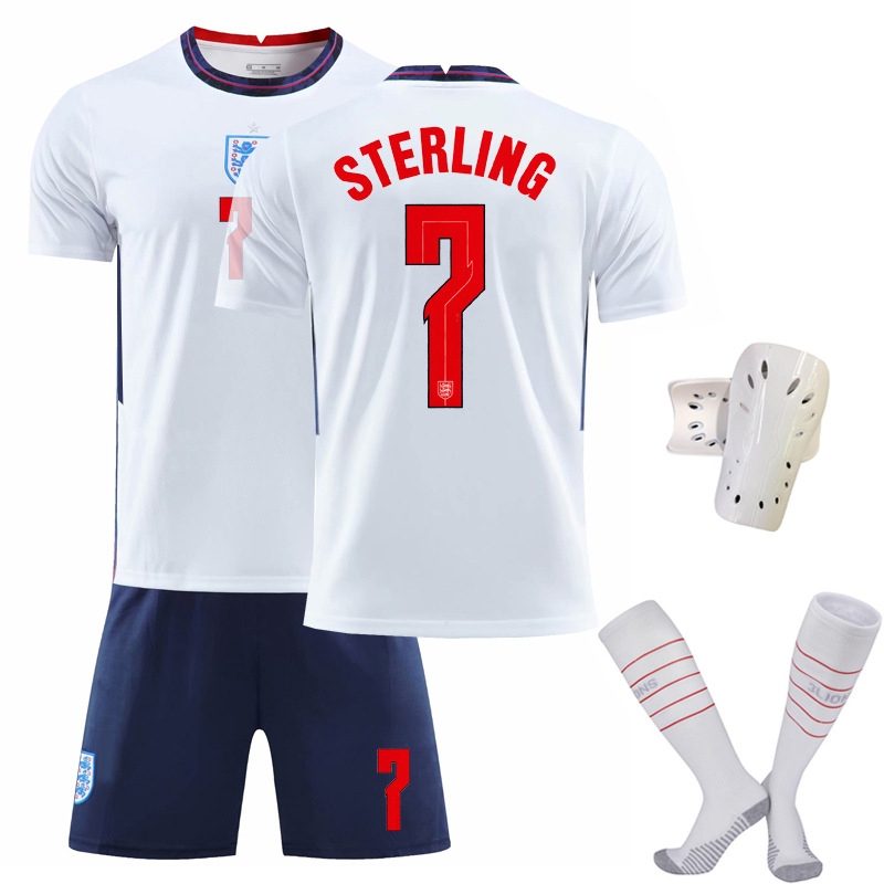 Sterling 7 England Hjemmedrakt Hvit Navy EURO 2020 Kortermet + Korte bukser