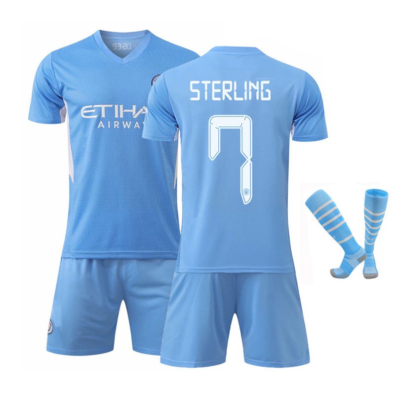 Sterling 7 Manchester City 2021/22 Cup Hjemmedrakt Kortermet + Korte bukser