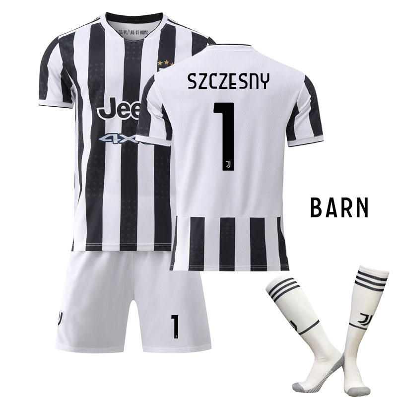 Szczesny 1 Juventus Hjemmedraktsett Barn 2021-2022 Kortermet + Korte bukser