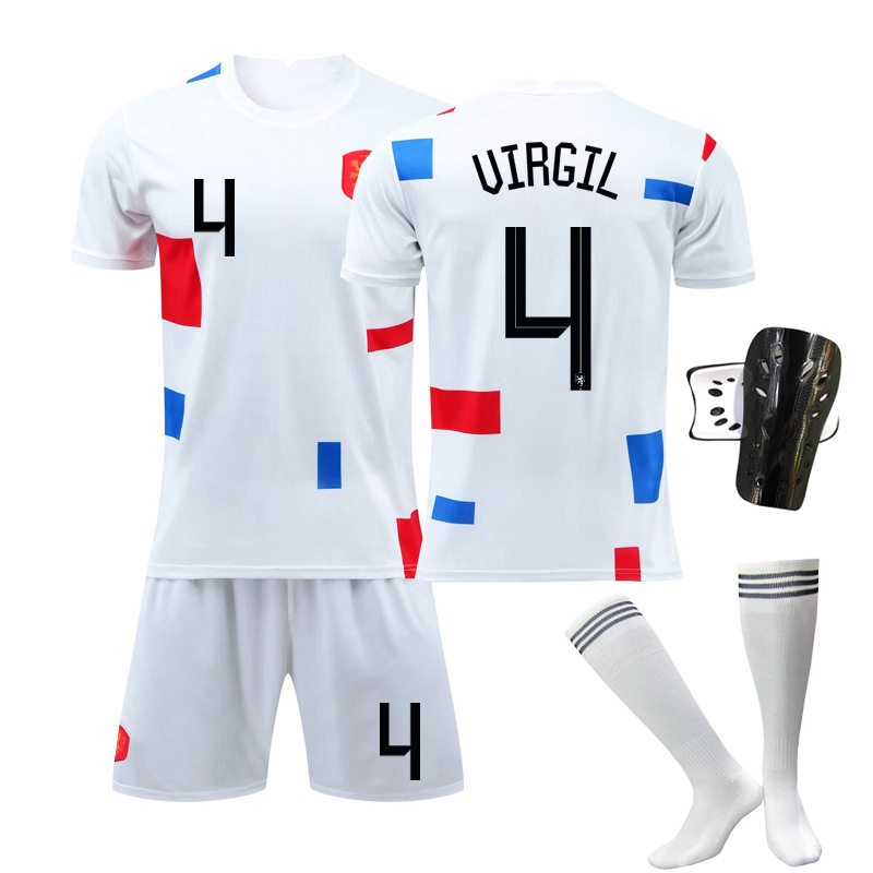 Virgil 4 Nederland Hjemmedrakt Hvit FIFA VM 2022 Kortermet + Korte bukser