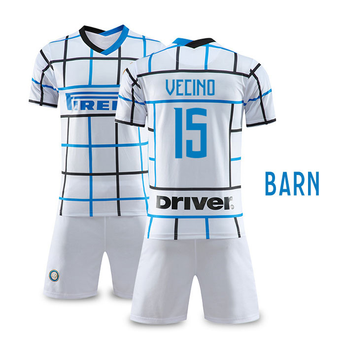 Barn Fotballdrakt Hvit Inter Milan Bortedrakt 2020-2021 Kortermet + Korte bukser VECINO 15