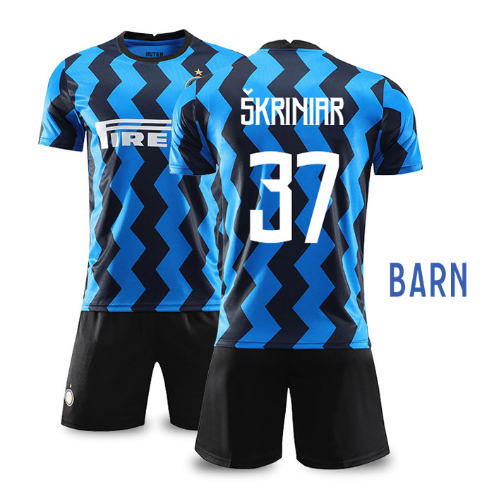 Barn Fotballdrakter Inter Milan Hjemmedrakt 2020-2021 Kortermet + Korte bukser Škriniar 37