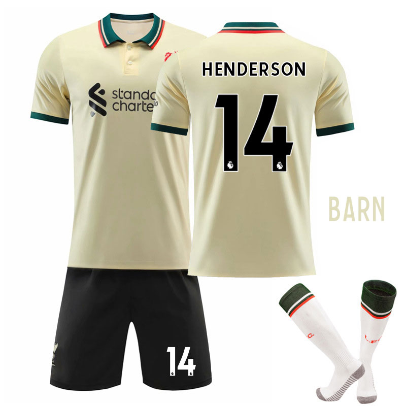 HENDERSON 14 Liverpool Bortedraktsett Barn 2021-22 Kortermet + Korte bukser