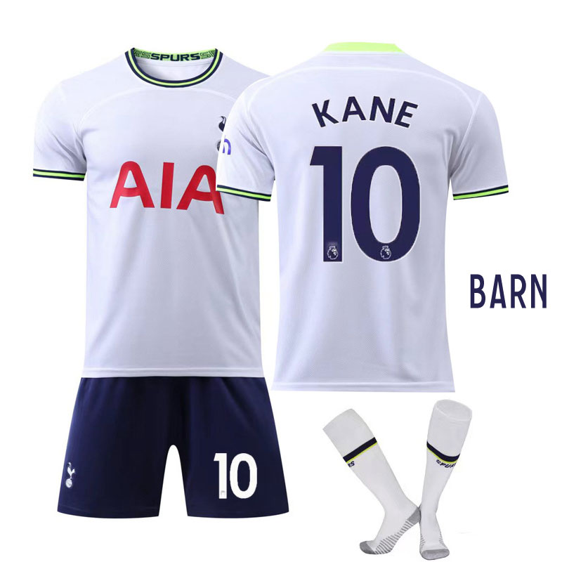 KANE 10 Tottenham Hotspur 2022-2023 Hjemmedraktsett Barn Hvit Kortermet + Navy Korte bukser
