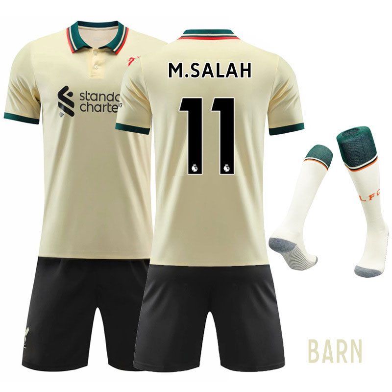 M.SALAH 11 Liverpool Bortedraktsett Barn 2021-22 Kortermet + Korte bukser