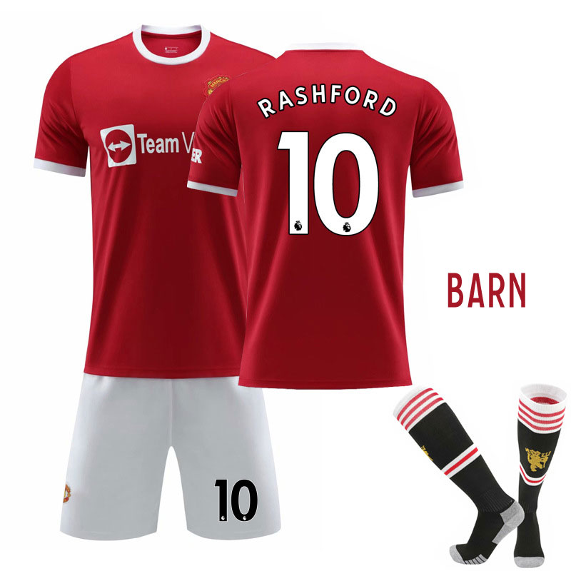 Manchester United Hjemmedrakt 2021-2022 Kortermet + Korte bukser til Barn Rashford 10