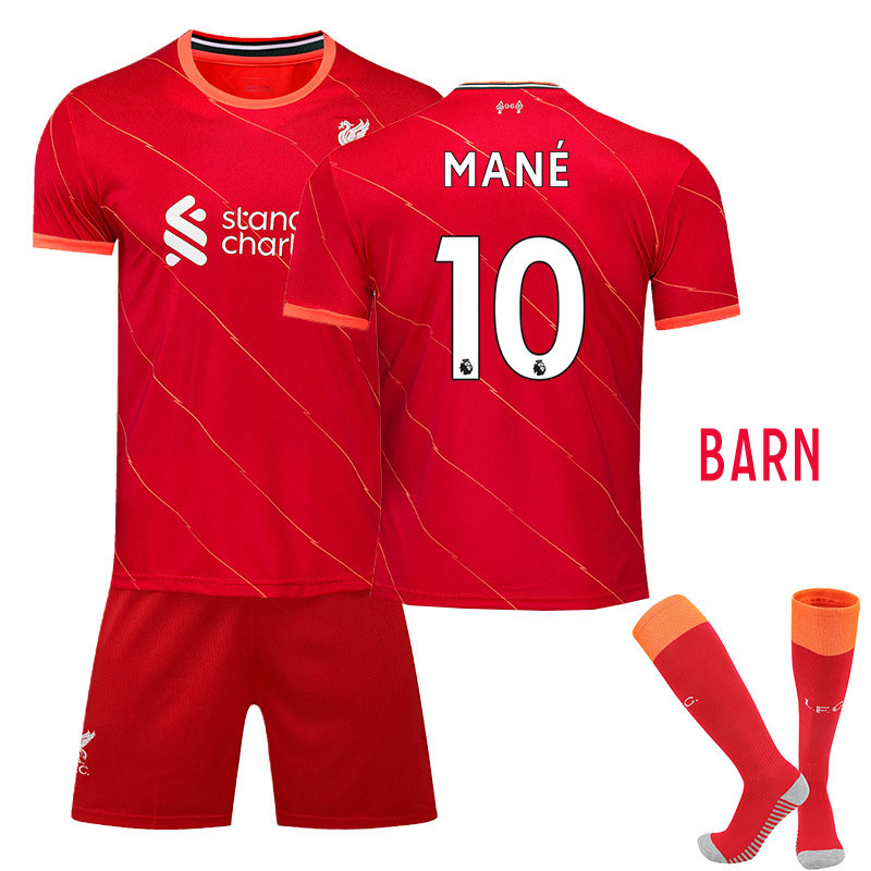 Mané 10 Fotballdrakter Liverpool 2021-22 Barn Hjemmedrakt Rød Kortermet + Korte bukser