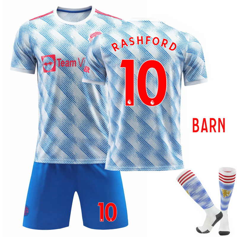 Rashford 10 Manchester United Bortedrakt 2021-2022 Kortermet + Korte bukser Barn