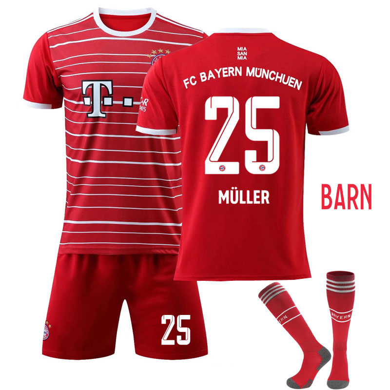 Barn Fotballdrakter FC Bayern München 202223 Hjemme Draktsett Rød Müller 25