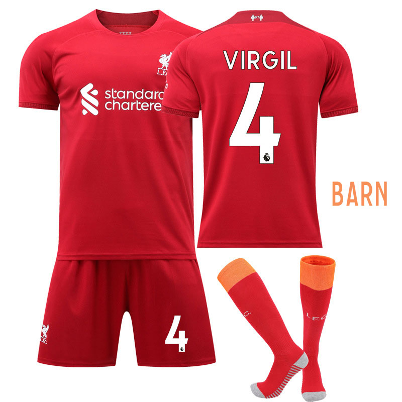 Best pris på Fotballdrakter VIRGIL 4 Liverpool FC 2022-2023 Hjemme Kit Rød Barn