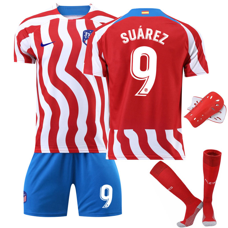 Billige Fotballdrakter Atlético Madrid Suárez 9 Hjemmedraktsett 2022-23 Kortermet Herre