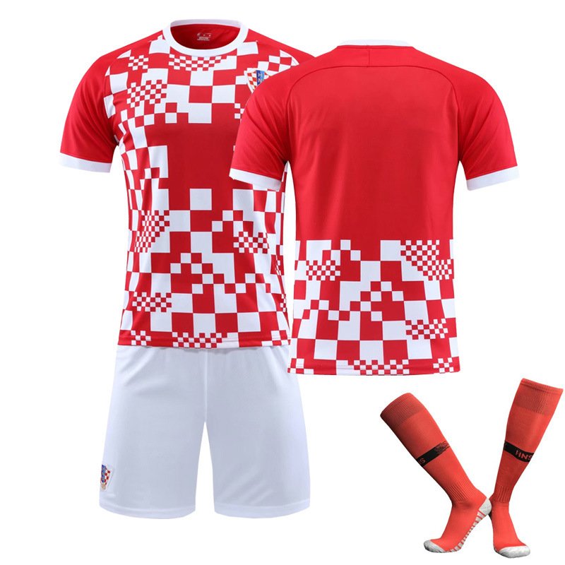 Billige Fotballdrakter Kroatia Hjemmedrakt 2022-23 Hvit Rød Kortermet + Hvit Korte bukser