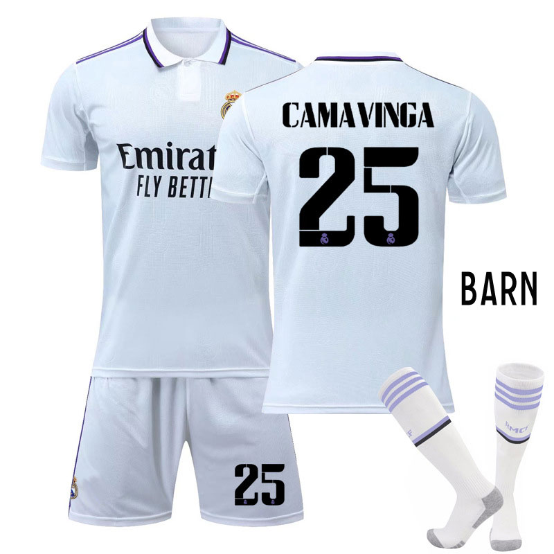 Camavinga 25 Fotballdrakter Real Madrid Barn Hjemme Draktsett 2022-2023