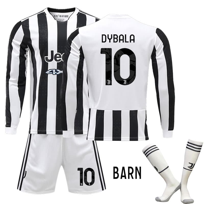 Dybala #10 Juventus 2021-2022 Barn Hjemmedrakt Hvit Langermet + Korte bukser