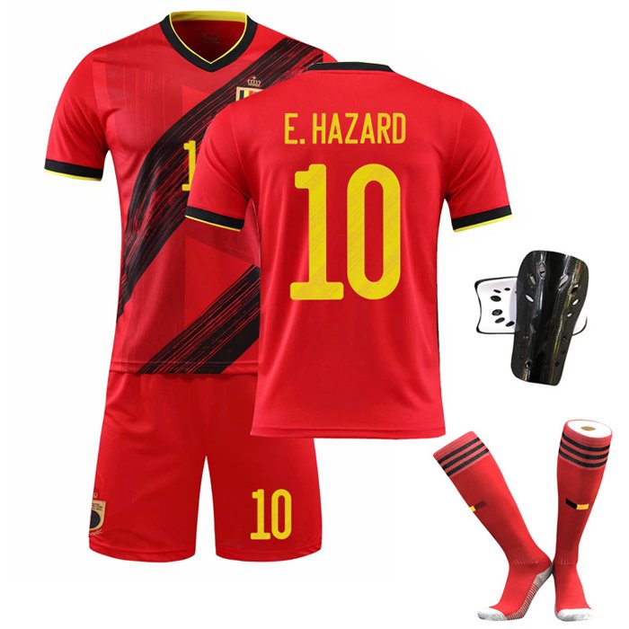 E.Hazard 10 Belgia Hjemmedrakt EURO 2020 Rød Kortermet + Korte bukser