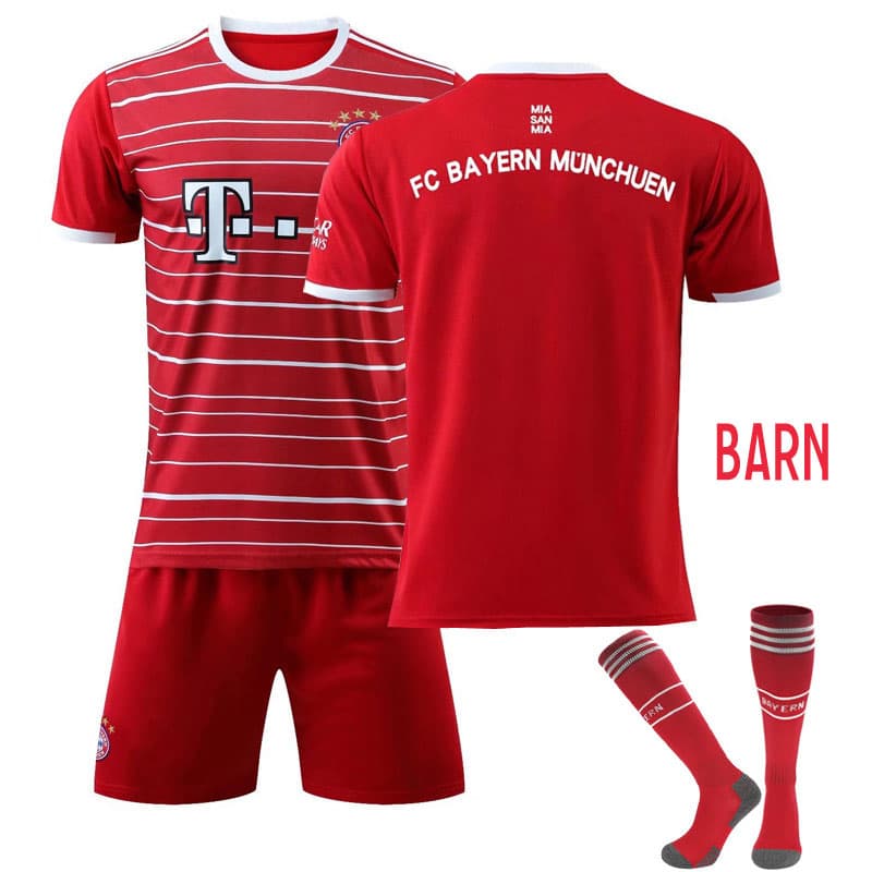 Fotballdrakter FC Bayern München 2022-23 Hjemme Draktsett Rød Kortermet + Korte bukser Barn