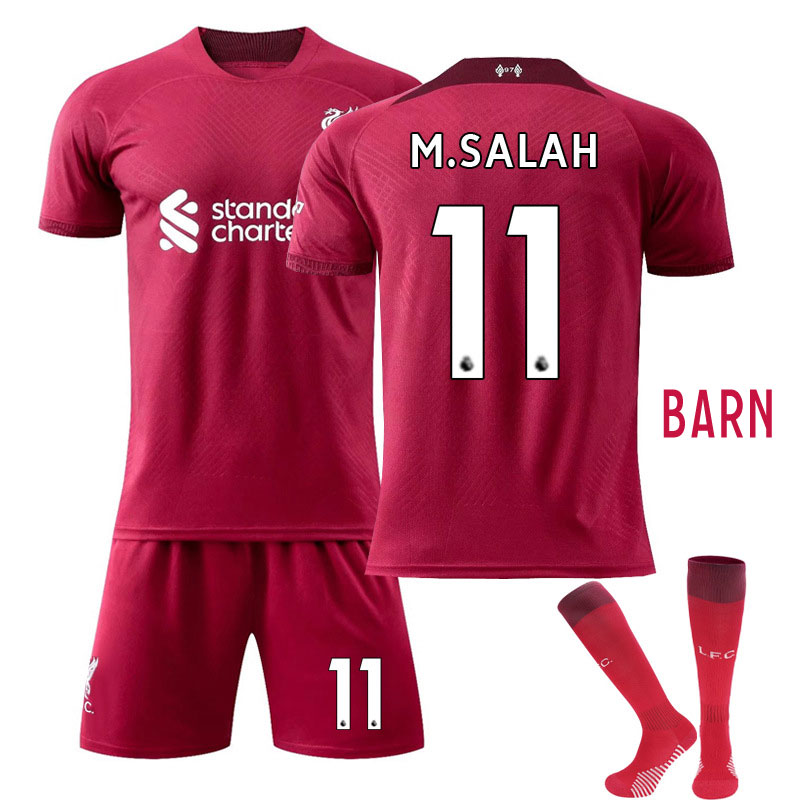 Fotballdrakter Liverpool 202223 Barn Hjemmedrakt Burgunder Kortermet + Korte bukser M.SALAH 11