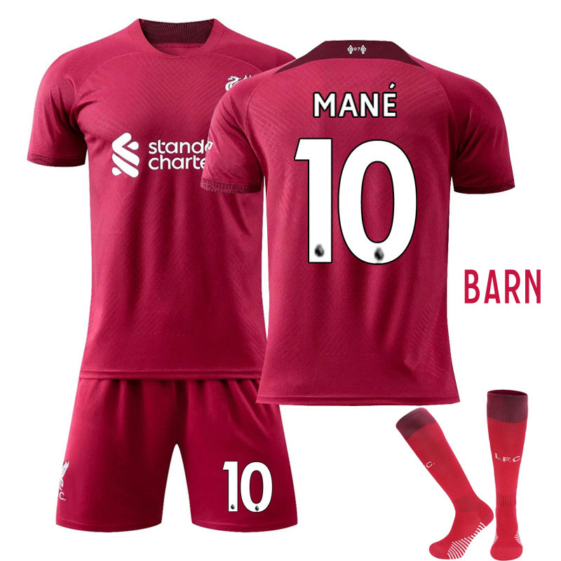 Fotballdrakter Liverpool 2022-23 Barn Hjemmedrakt Burgunder Kortermet + Korte bukser Mané 10