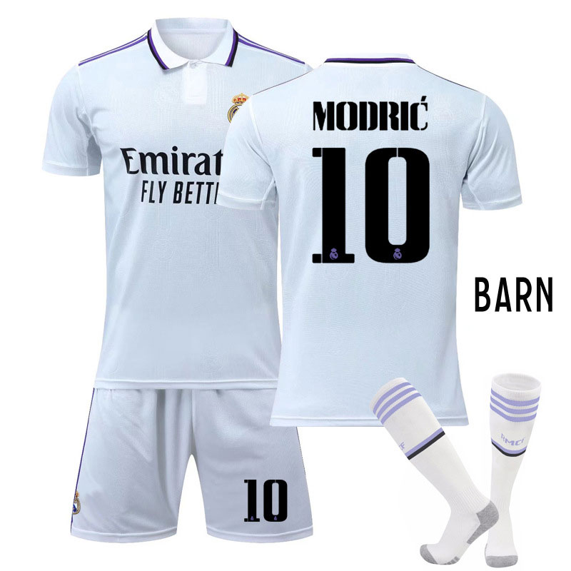 Modrić #10 Real Madrid 2022-2023 Hjemme Draktsett Hvit Fotballdrakter Barn