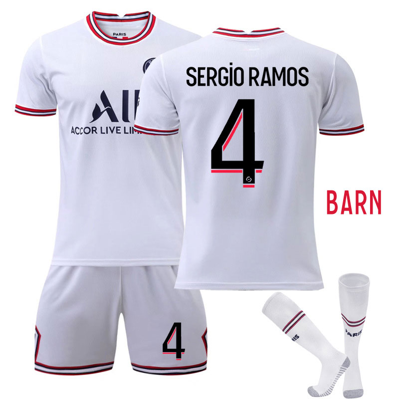 Paris Saint-Germain Fjerdedrakt Barn 202122 Kortermet + Korte bukser Sergio Ramos #4