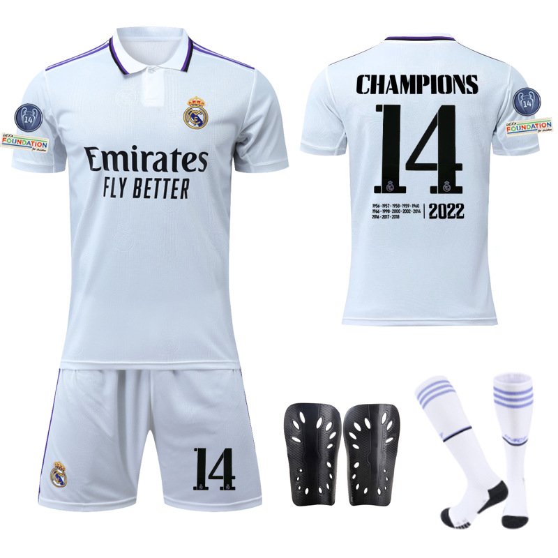 Real Madrid 2022-2023 Hvit Lilla Hjemmedrakt 14th UEFA Champions League