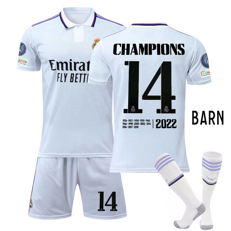 Real Madrid 202223 Hjemmedraktsett 14th UEFA Champions League Barn