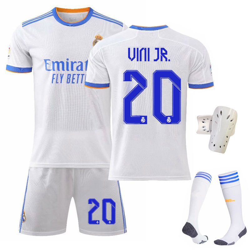 Vini JR. 20 Real Madrid Hjemmedrakt 2021-22 Herre Hvit Kortermet + Korte bukser