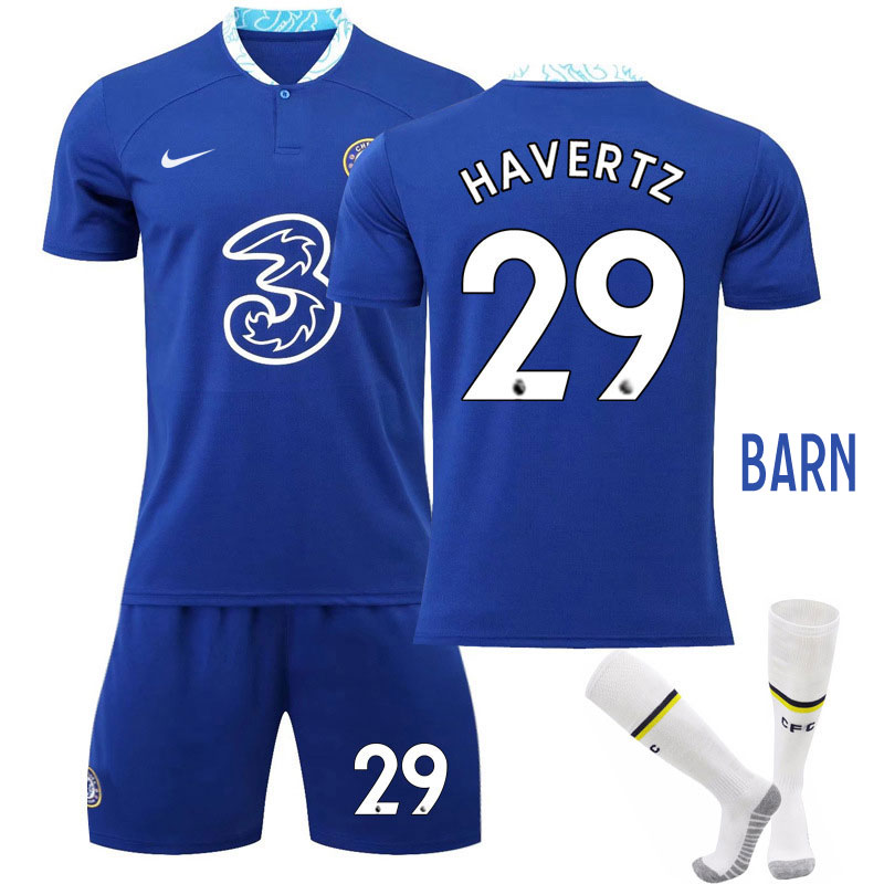 HAVERTZ 29 Chelsea Hjemmedrakt 2022-2023 Blå Kortermet + Korte bukser Barn