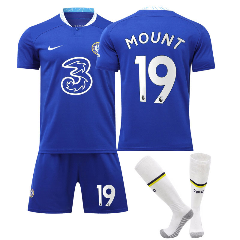 Mount 19 Chelsea Hjemmedrakt 2022-23 Blå Kortermet + Korte bukser til herre