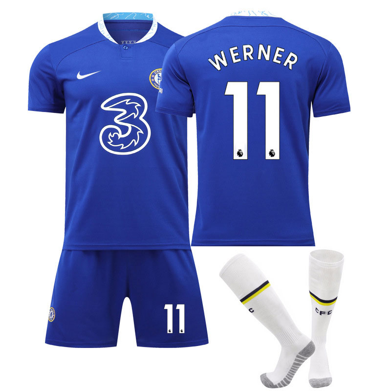 Werner 11 Chelsea Hjemmedrakt 2022/23 Blå Kortermet + Korte bukser til herre