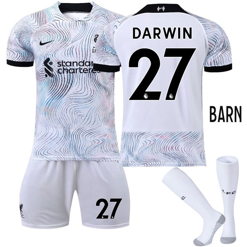 Billige Fotballdrakter Barn FC Liverpool 2022-23 Bortedraktsett Kortermet - Darwin 27