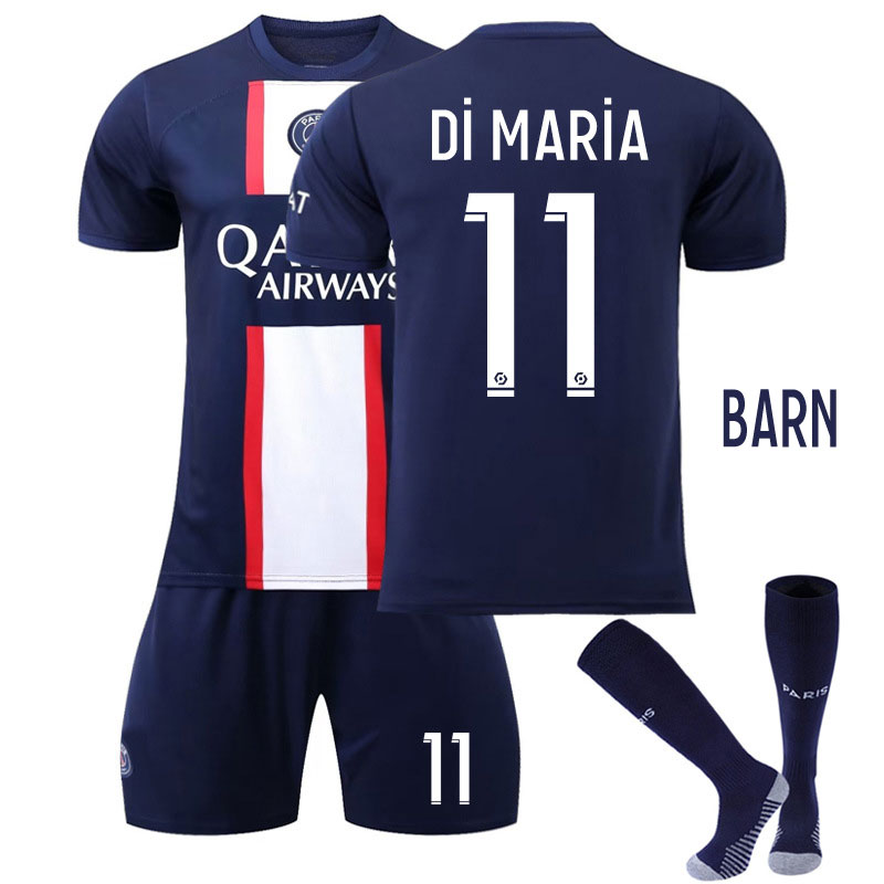 Di Maria 11 Paris Saint-Germain Hjemmedrakt 2022-23 PSG Qatar Airways Kortermet + Korte bukser