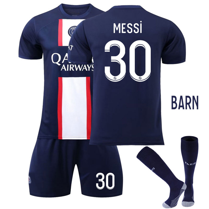 Messi 30 Paris Saint-Germain Hjemmedrakt 2022-23 PSG Qatar Airways Kortermet + Korte bukser