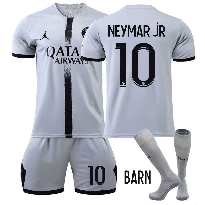 Neymar JR 10 Paris Saint-Germain Bortedrakt 2022-23 Grå Kortermet + Korte bukser Barn