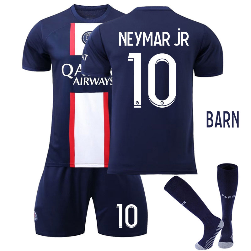 Neymar JR 10 Paris Saint-Germain Hjemmedrakt 2022-23 PSG Qatar Airways Kortermet + Korte bukser