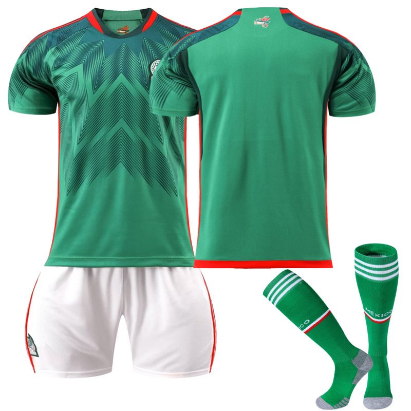 Billige Fotballdrakter Mexico Hjemmedrakt FIFA VM 2022 Grønn Kortermet + Hvit Korte bukser