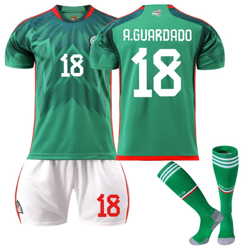 Mexico Hjemmedrakt FIFA VM 2022 Grønn Kortermet + Hvit Korte bukser A.Guardado 18