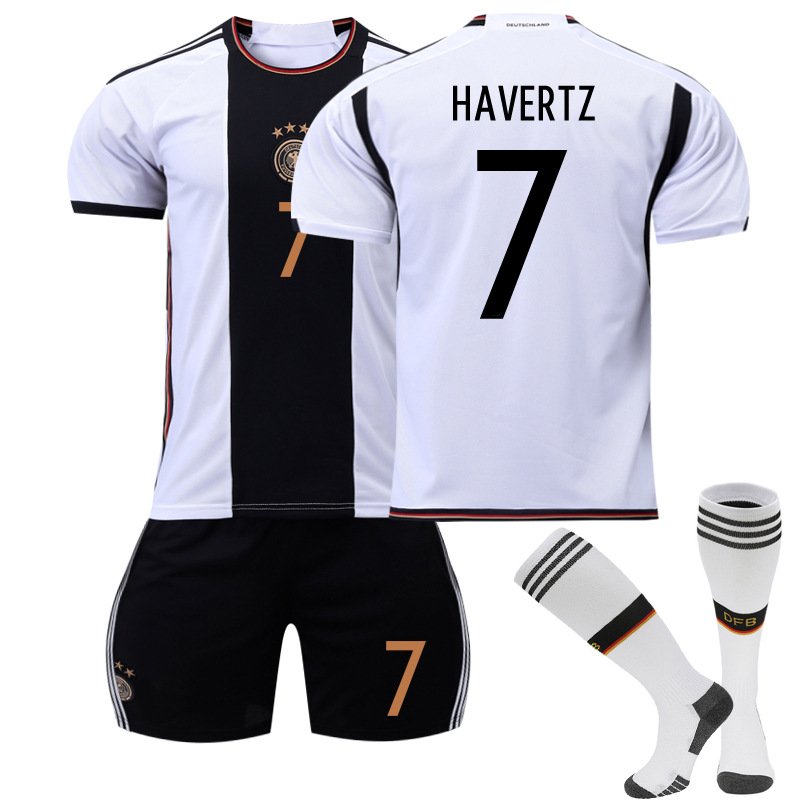 Havertz 7 Tyskland Hjemmedrakt FIFA VM 2022 Hvit Kortermet + Sort Korte bukser
