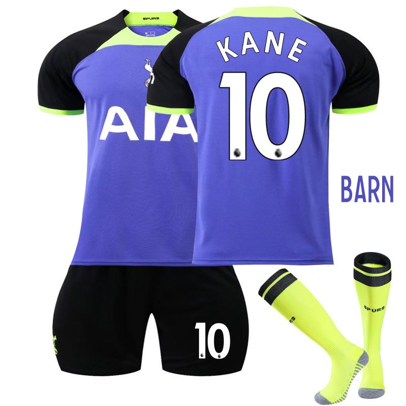 Barn Fotballdrakter Tottenham Hotspur Bortedrakt 2022/23 Kortermet + Korte bukser KANE 10