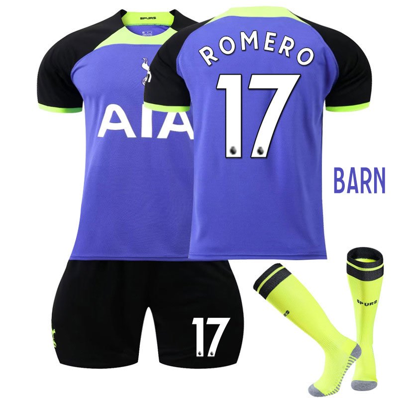 Barn Fotballdrakter Tottenham Hotspur Bortedrakt 2022/23 Kortermet + Korte bukser Romero 17