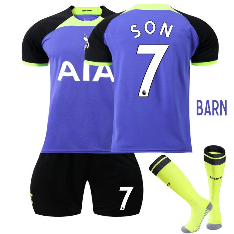 Barn Fotballdrakter Tottenham Hotspur Bortedrakt 2022/23 Kortermet + Korte bukser SON 7