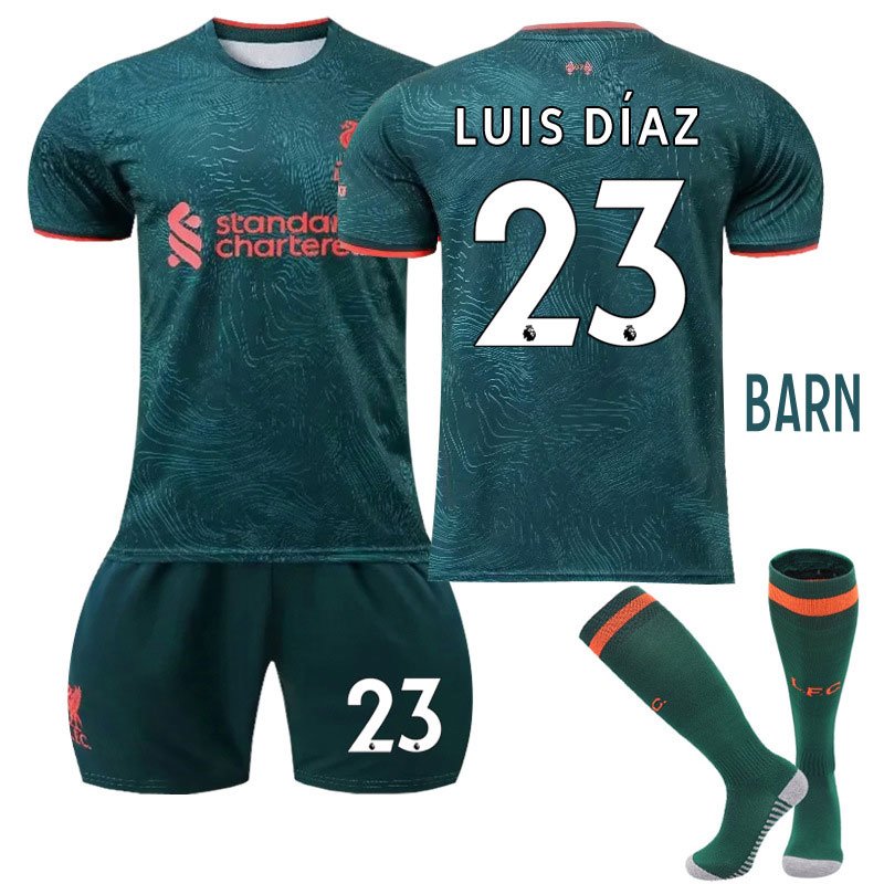 Barn Liverpool Tredjedrakt 2022/23 Kortermet + Korte bukser Luis Díaz 23
