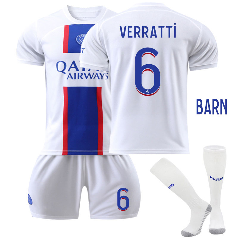 Barn Paris Saint-Germain Tredjedrakt 2022/23 Kortermet + Korte bukser VERRATTI 6