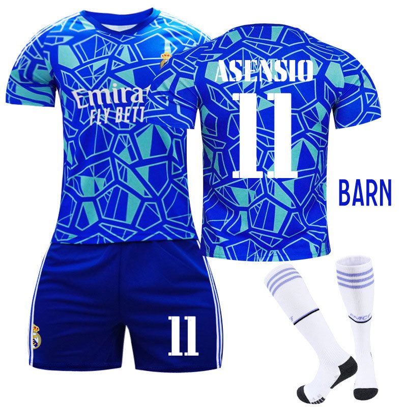 Barn Real Madrid Home Goalkeeper Drakt 2022-2023 Blå Kortermet + Korte bukser Asensio 11