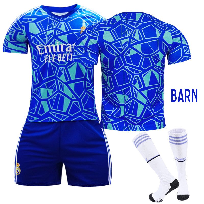 Barn Real Madrid Home Goalkeeper Drakt 2022-2023 Blå Kortermet + Korte bukser