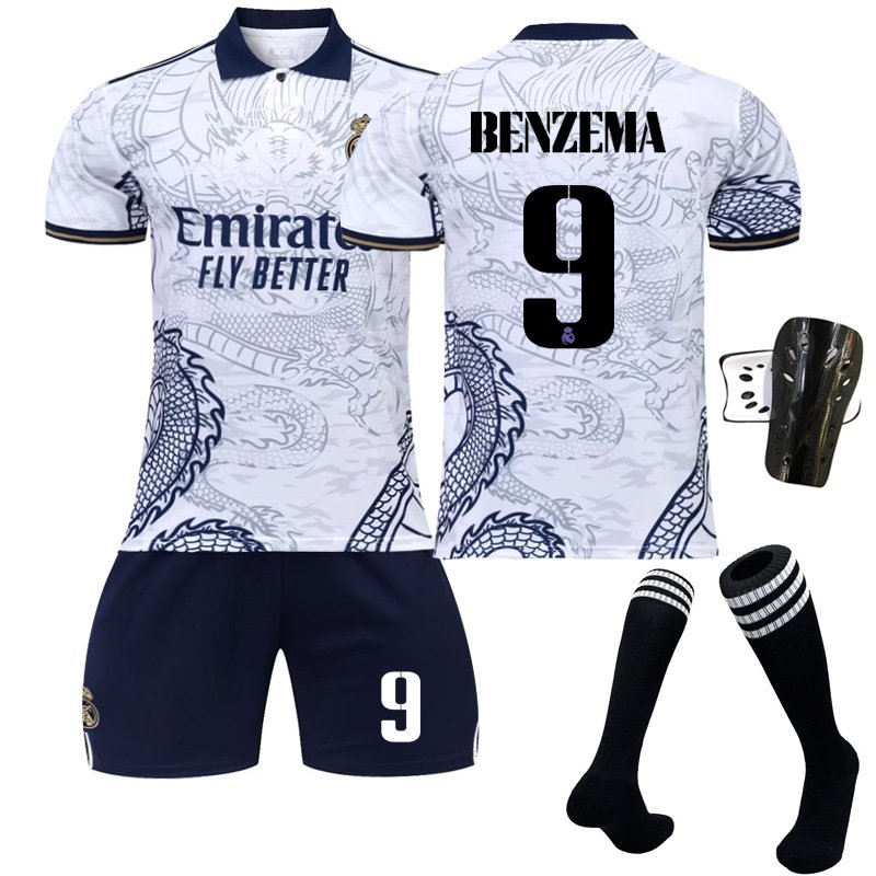 Benzema 9 Real Madrid 2022/23 Drakt Dragon Kortermet + Korte bukser Herre